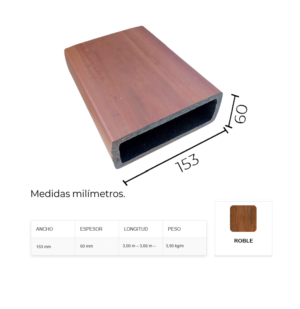 Columna de POLYMADERA 250x100mm con travesaño